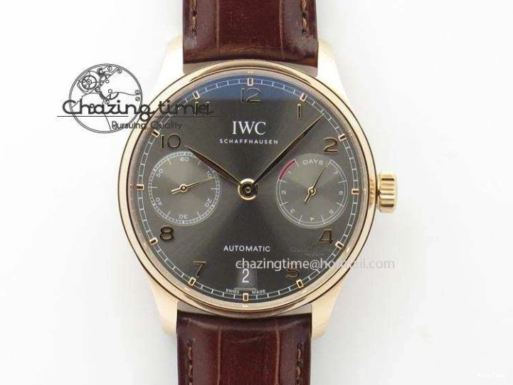 MIROTIME 0325 Classic Portuguese IW371482 ZF 1:1 Best Edition RG Gray Dial Gold Markers On Black Leather Strap A 7265